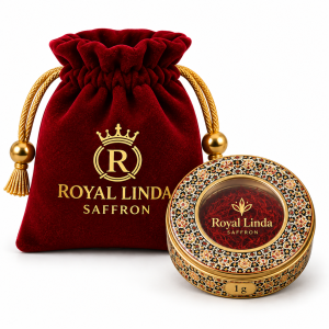 Royal Linda saffron 1 g tin with red pouch